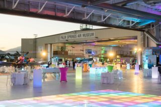 Dance floor and reception at the Palm Springs Air Museum