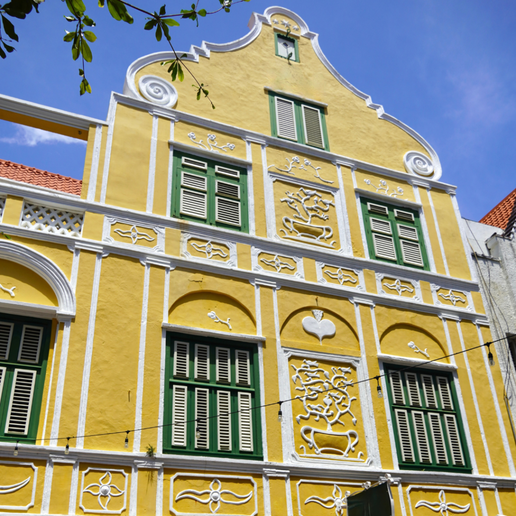 Pastel yellow colored city building