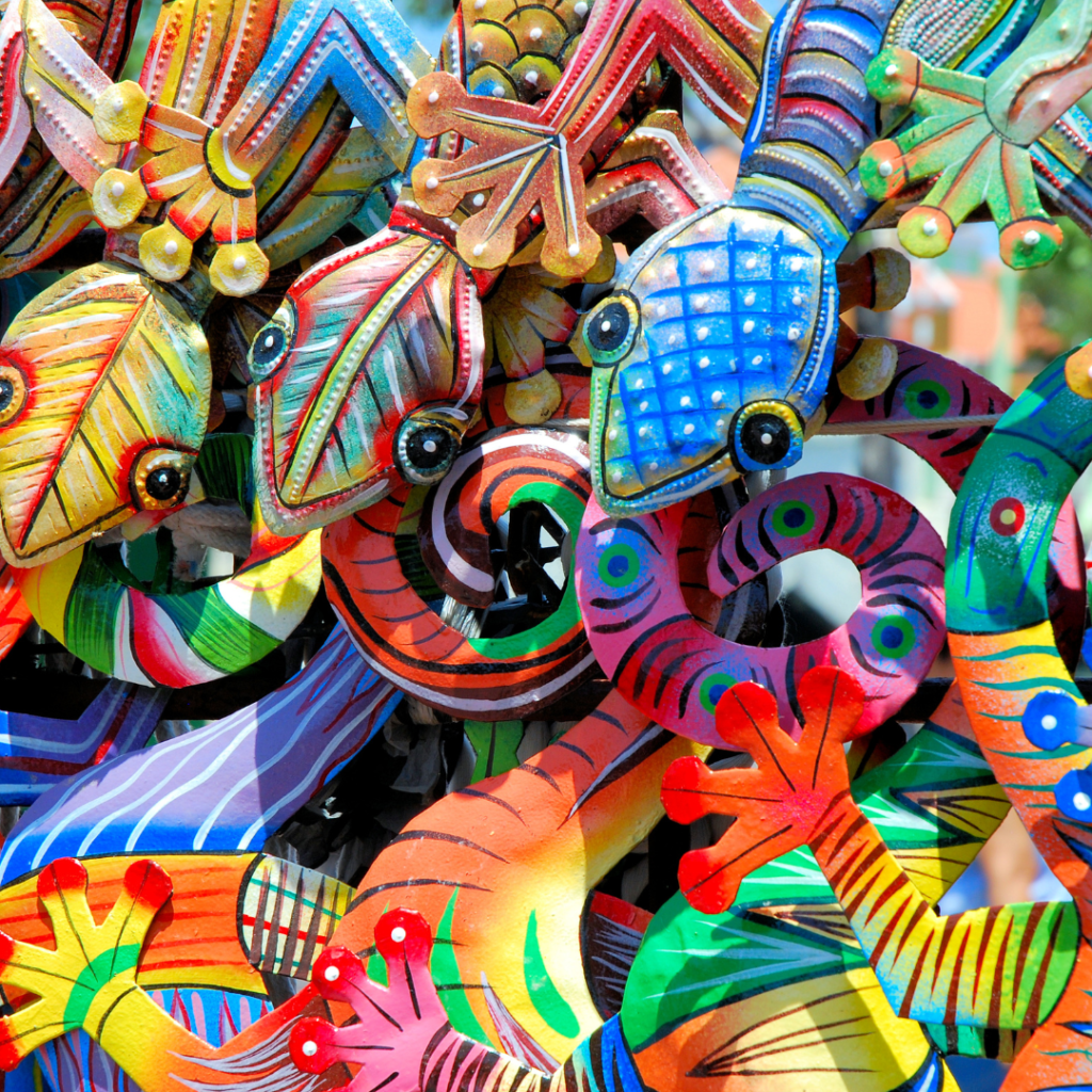 Colorful iguana souvenirs