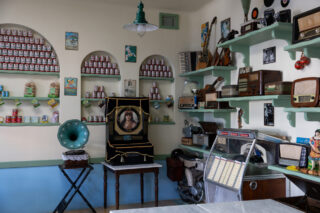 Inside a little shop.