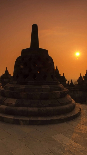 Sunset view behind structure