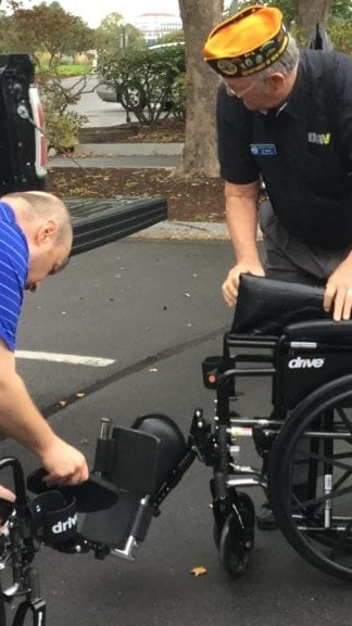 Loading built wheelchairs into a truck