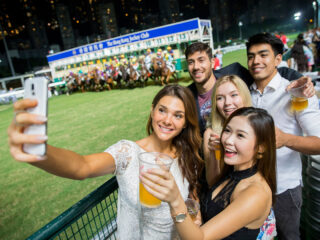 Group activity at the horse racing club in Hong Kong