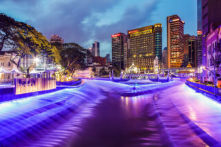 Cityscape view at night in Kuala Lumpur