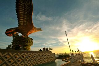 View of Langkawi island landmark and the beach.