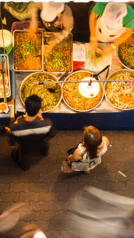 Aerial view of food market