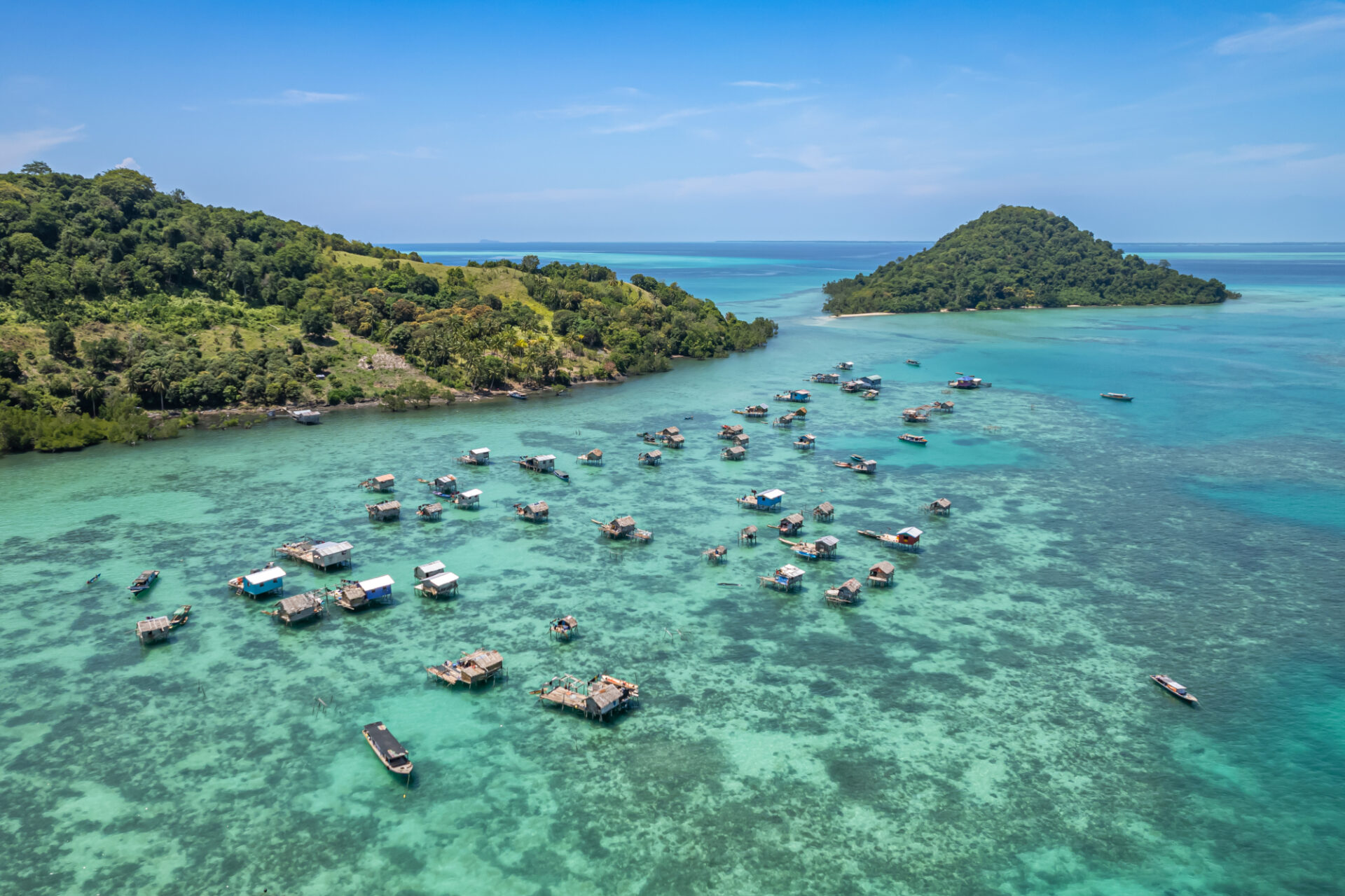 View of borneo sea gypsy water village in Kota Kinabalu, Malaysia