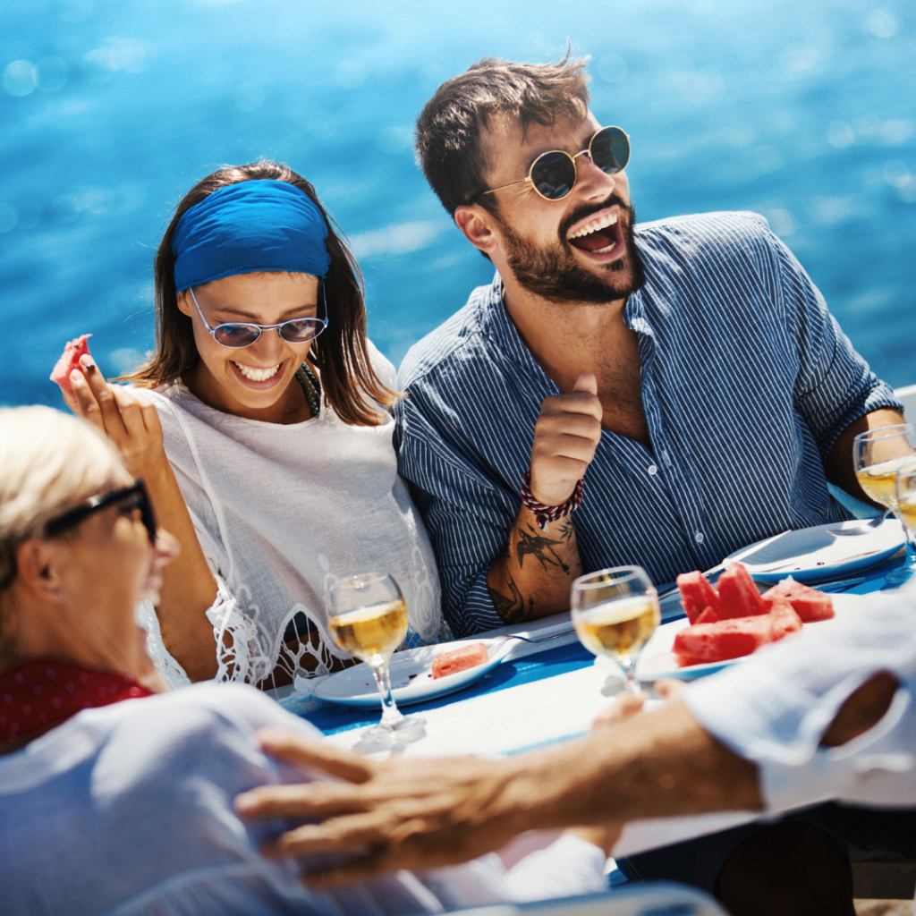 Group dining on a Sunset Cruise