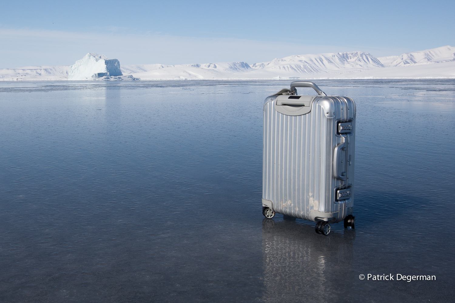suitcase on ice