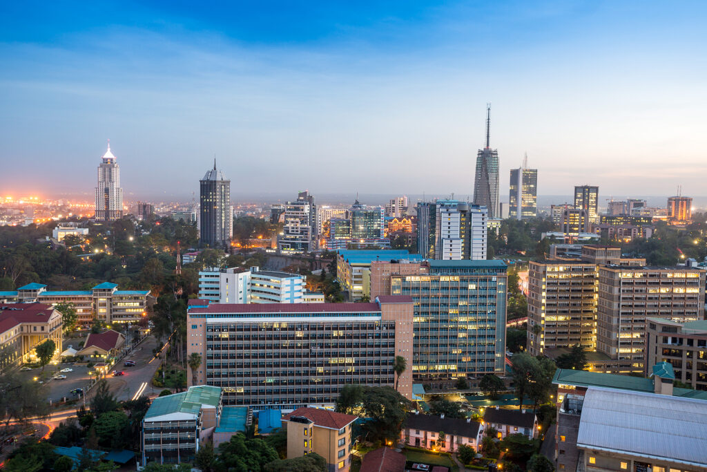 Modern Nairobi cityscape - capital city of Kenya East Africa