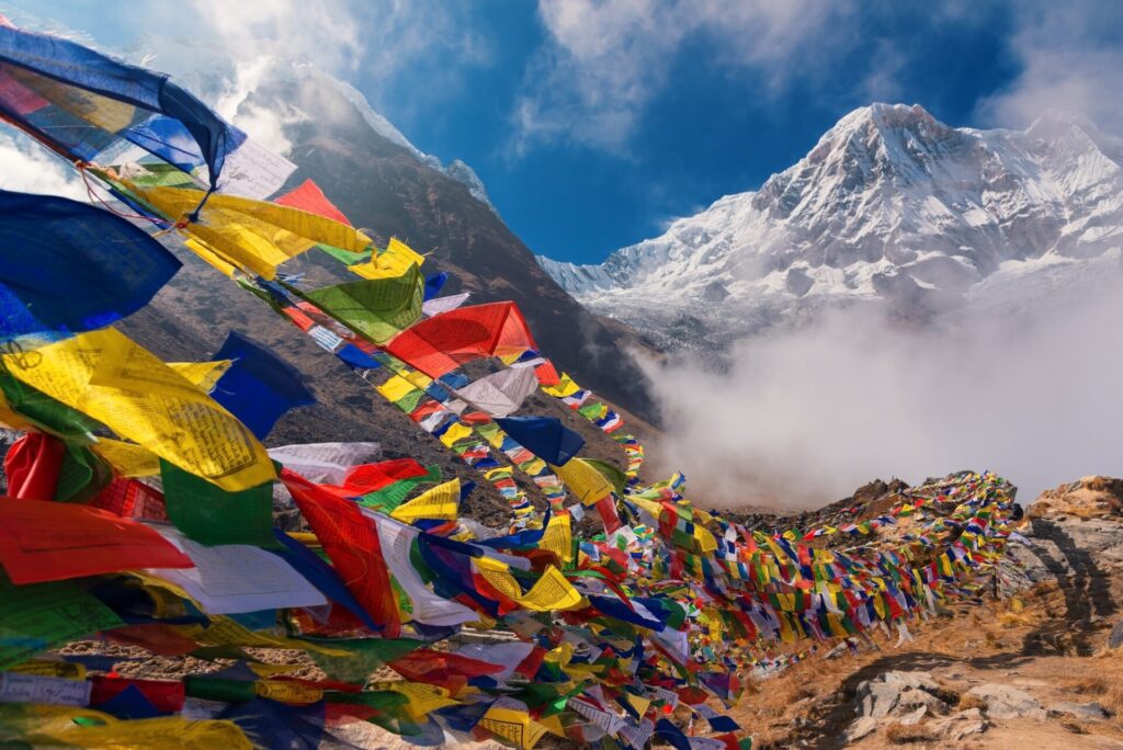 Prayer flags and Mt. Annapurna background