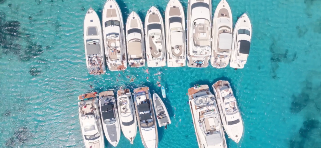 Aerial view of boats on the water