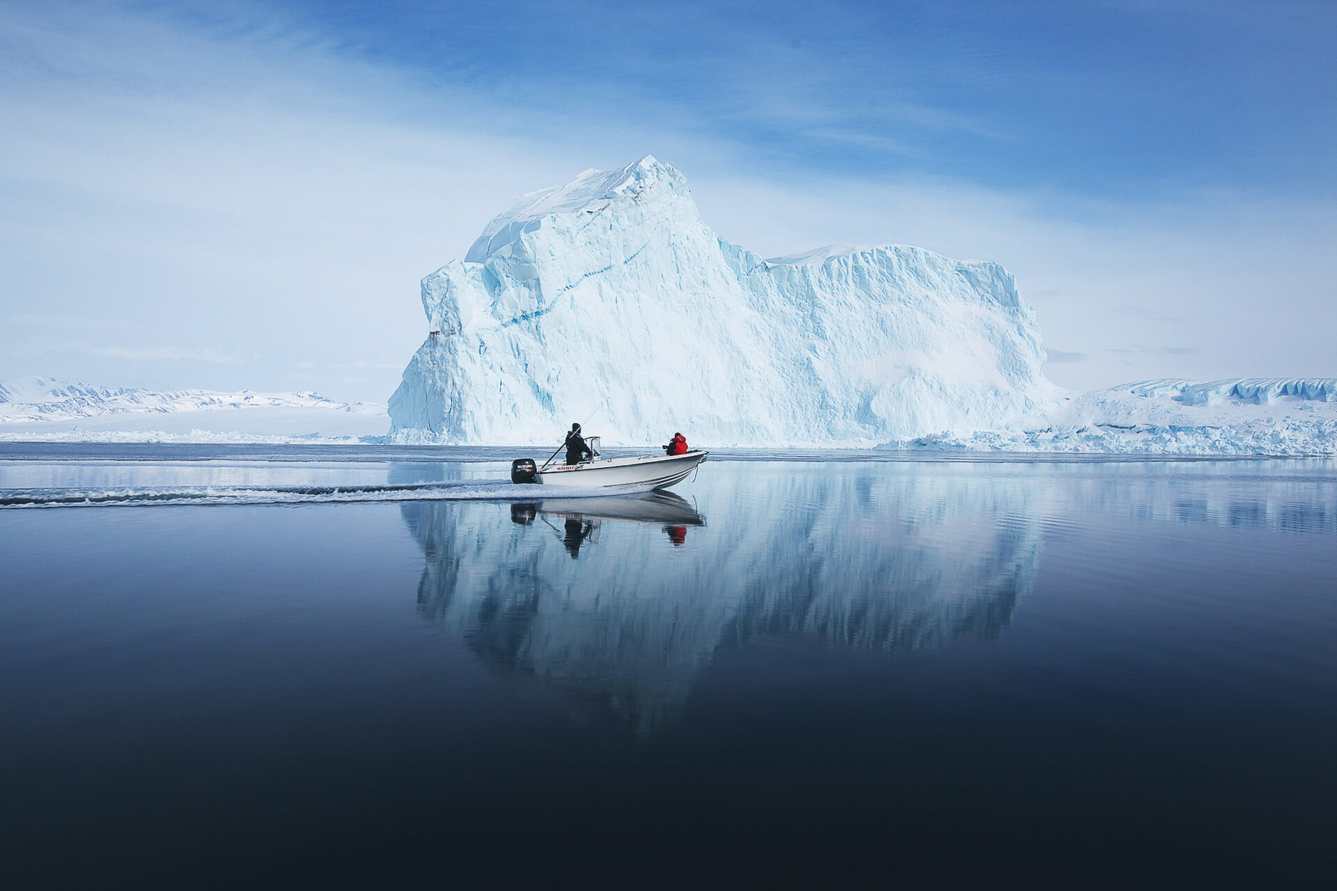 Boat riding by a glacier
