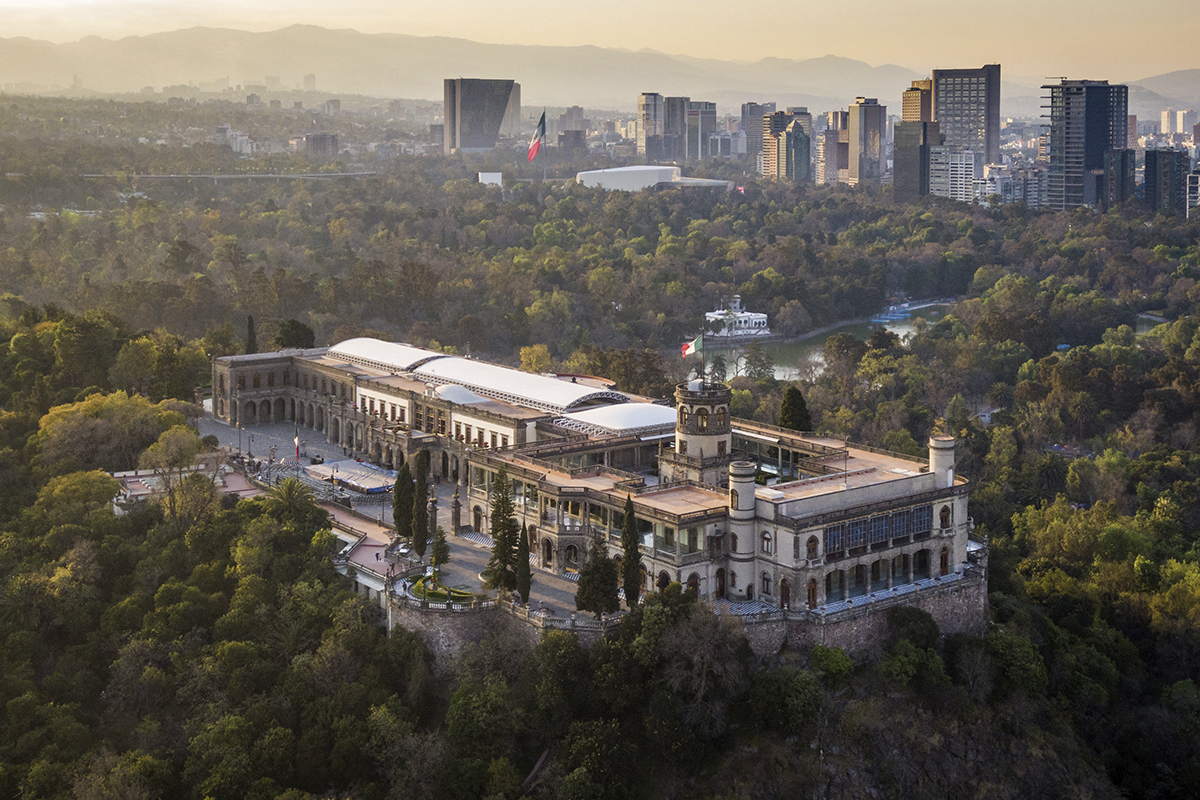 Mexico City, Mexico, Aerial View of Chapultepec Castle at Sunset