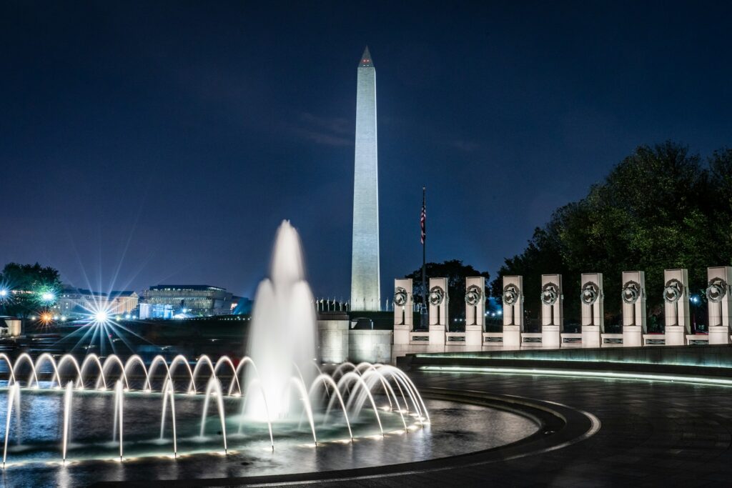 washington monument at night