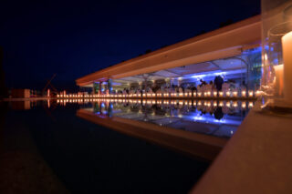 Event venue at night