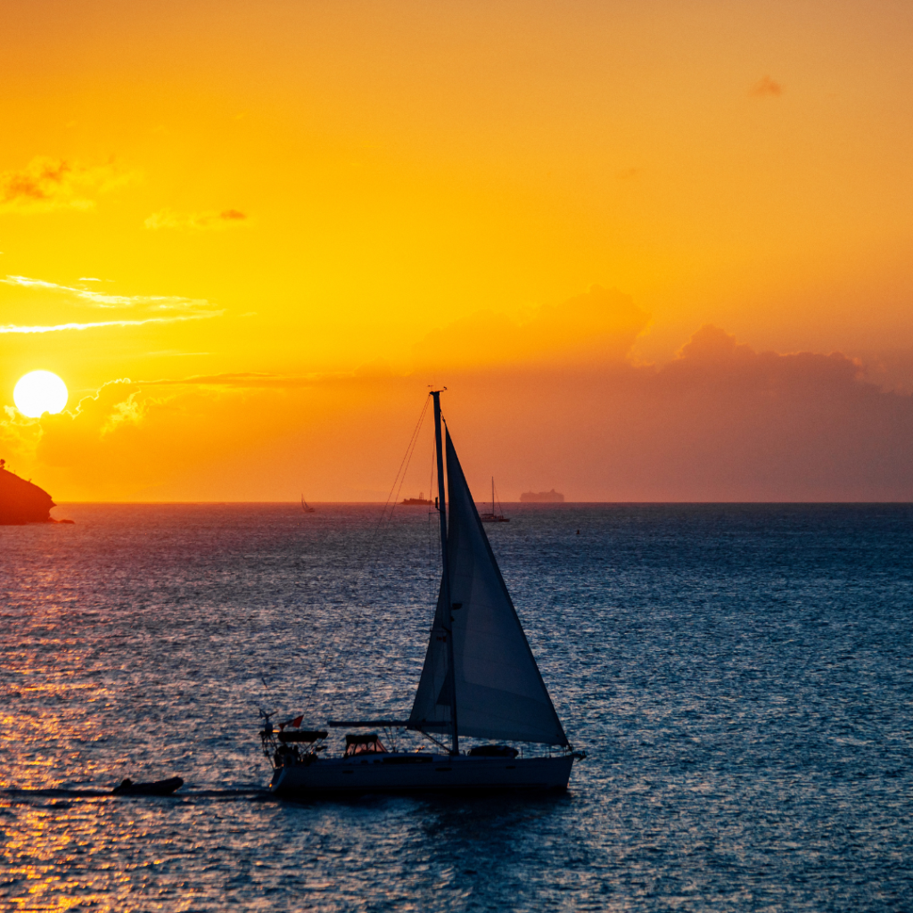 Boat sailing on the Caribbean Sea