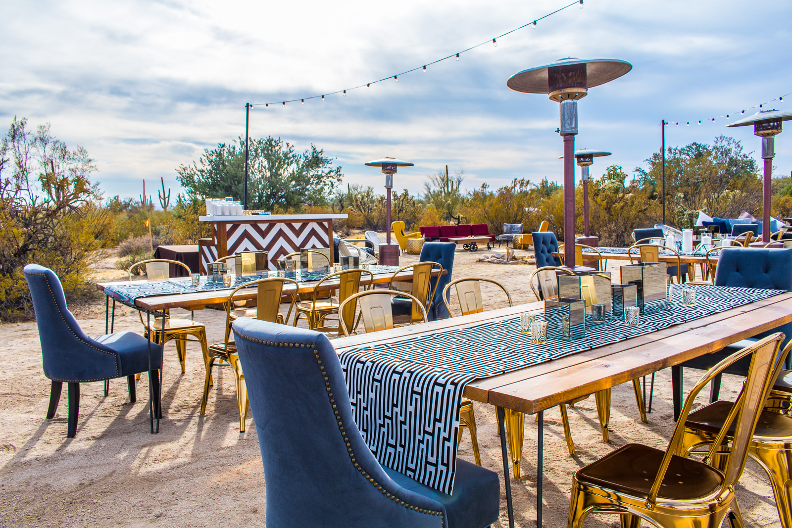 Desert dinner table setup