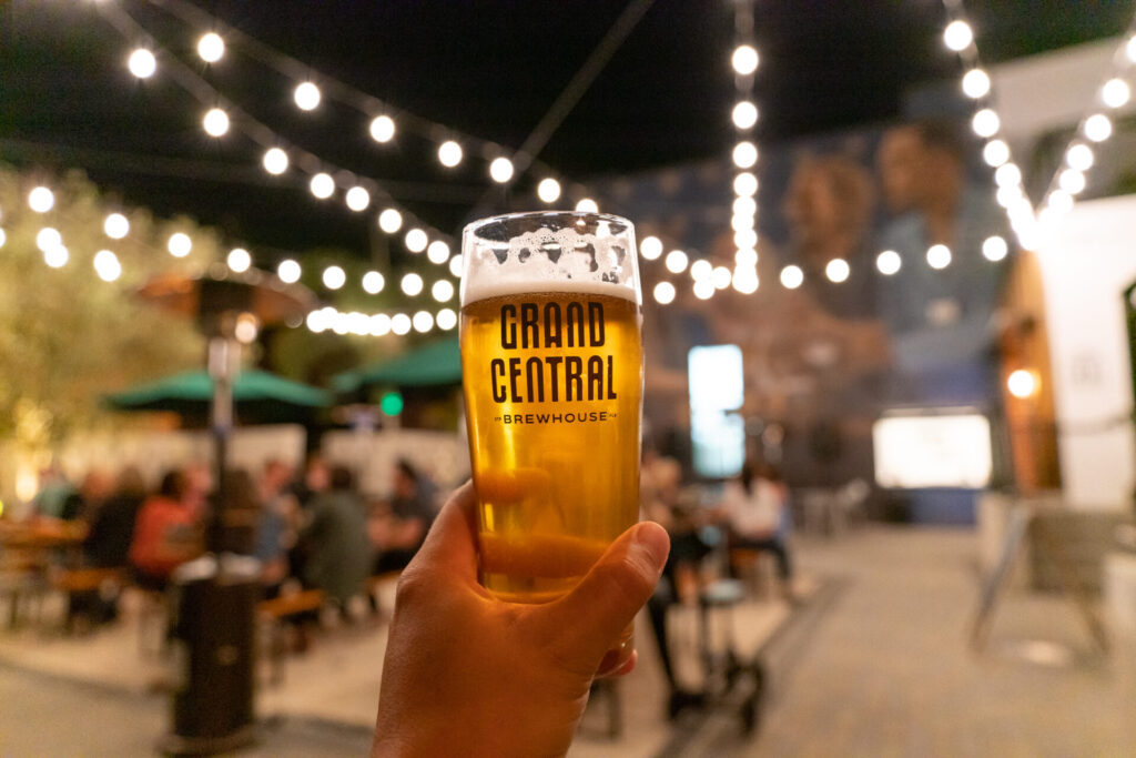 Person holding a glass of beer