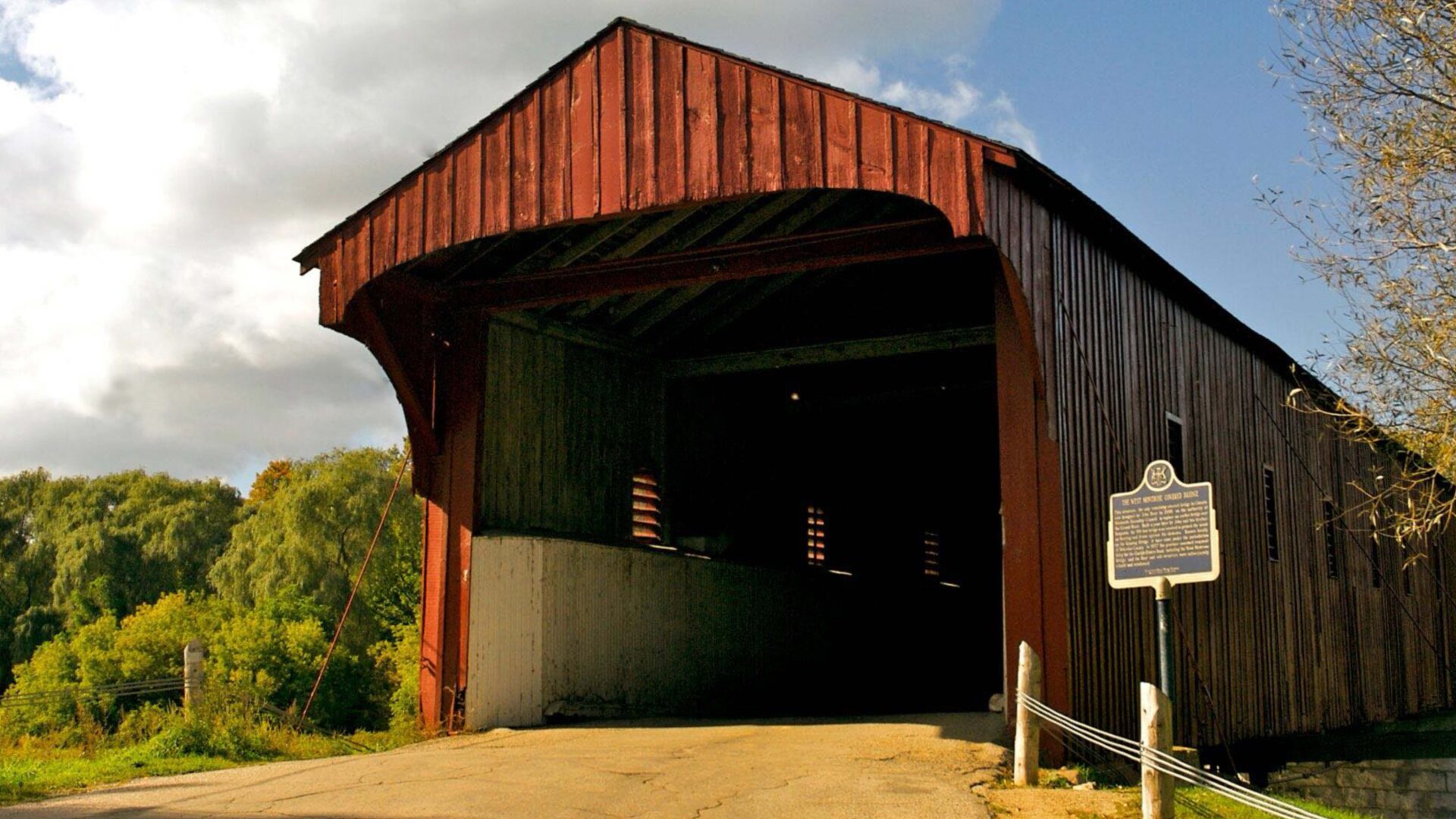 Historic wooden enclosed bridge