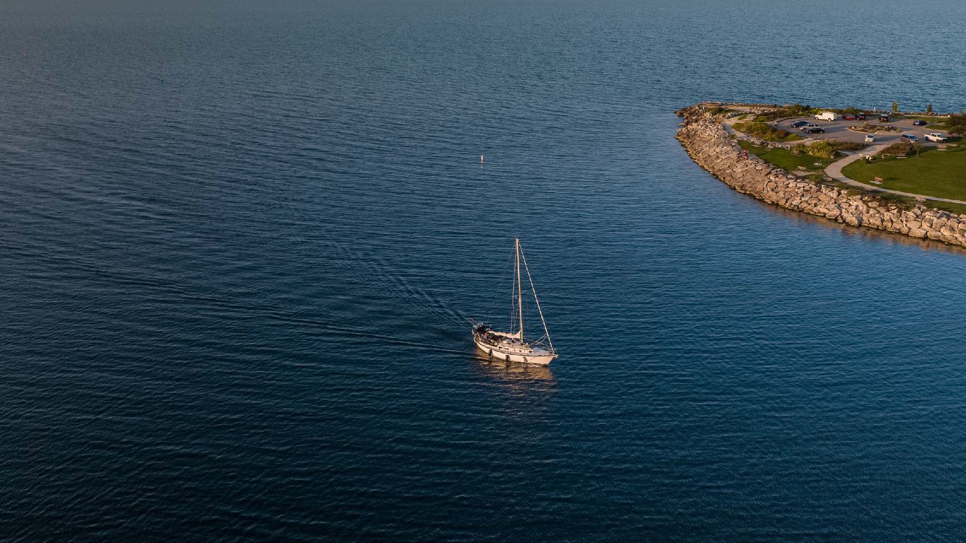 Aerial of sailing