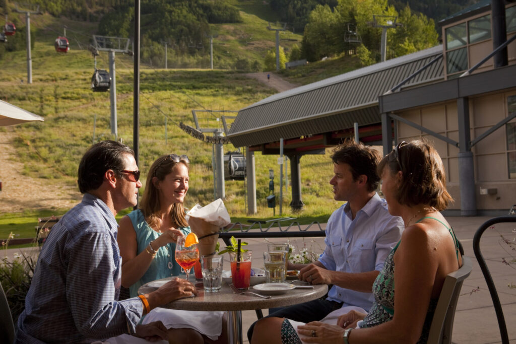 People enjoying some food and drink