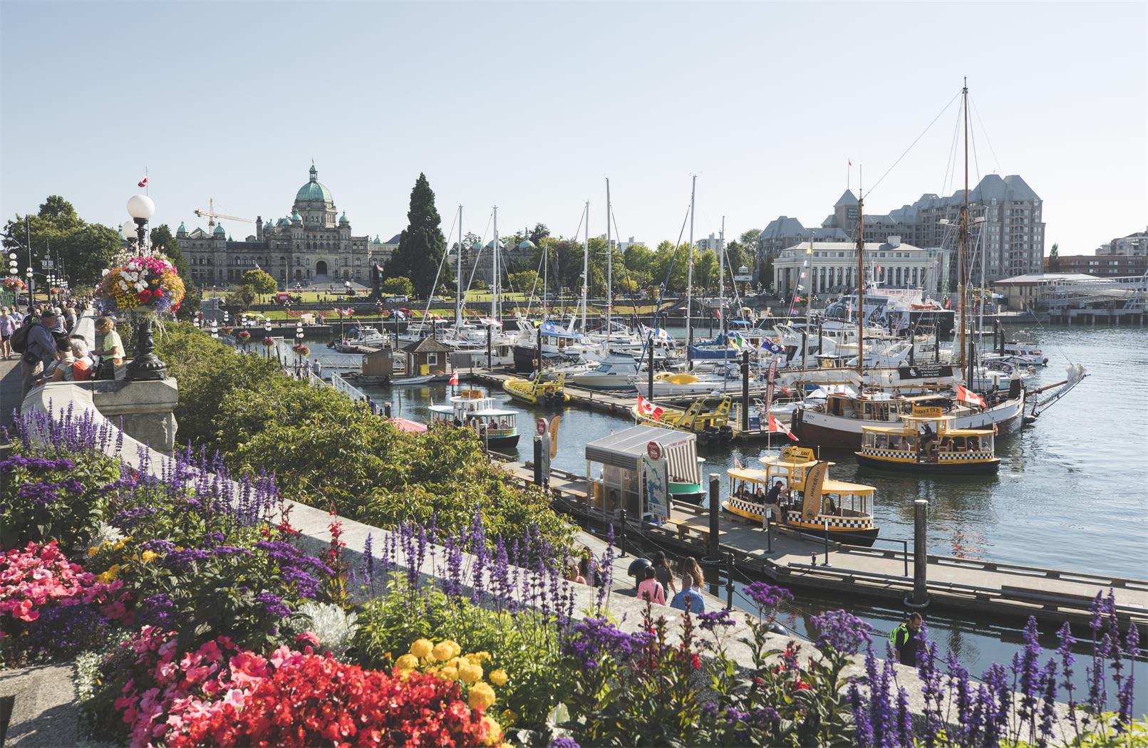 Victoria Inner Harbour with Flowers and Boats
