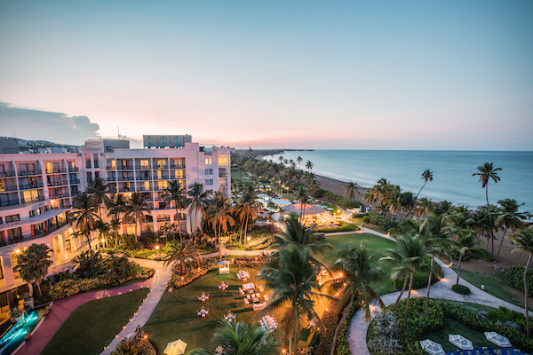 A view of The Marbella Garden, a lush outdoor space at the Wyndham Grand Rio Mar