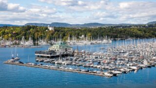 View of yachts in the Oslo harbor