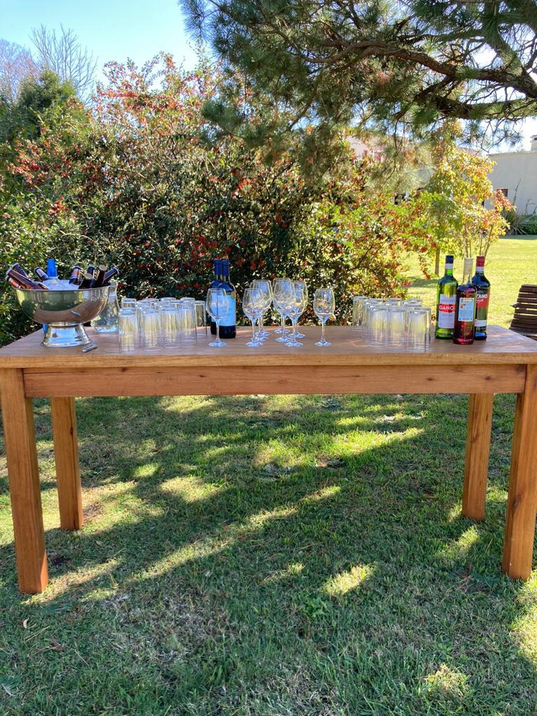 Table setting with wine glasses and wine bottles
