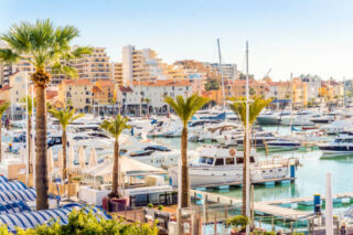 Marina full of luxurious yachts in Vilamoura, Quarteira, Algarve, Portugal