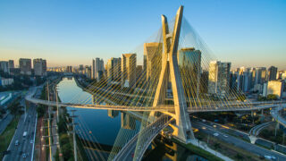 Estaiada's bridge aerial view. São Paulo, Brazil.