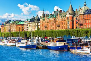 Stockholm waterfront with Historic Steamer ships docked