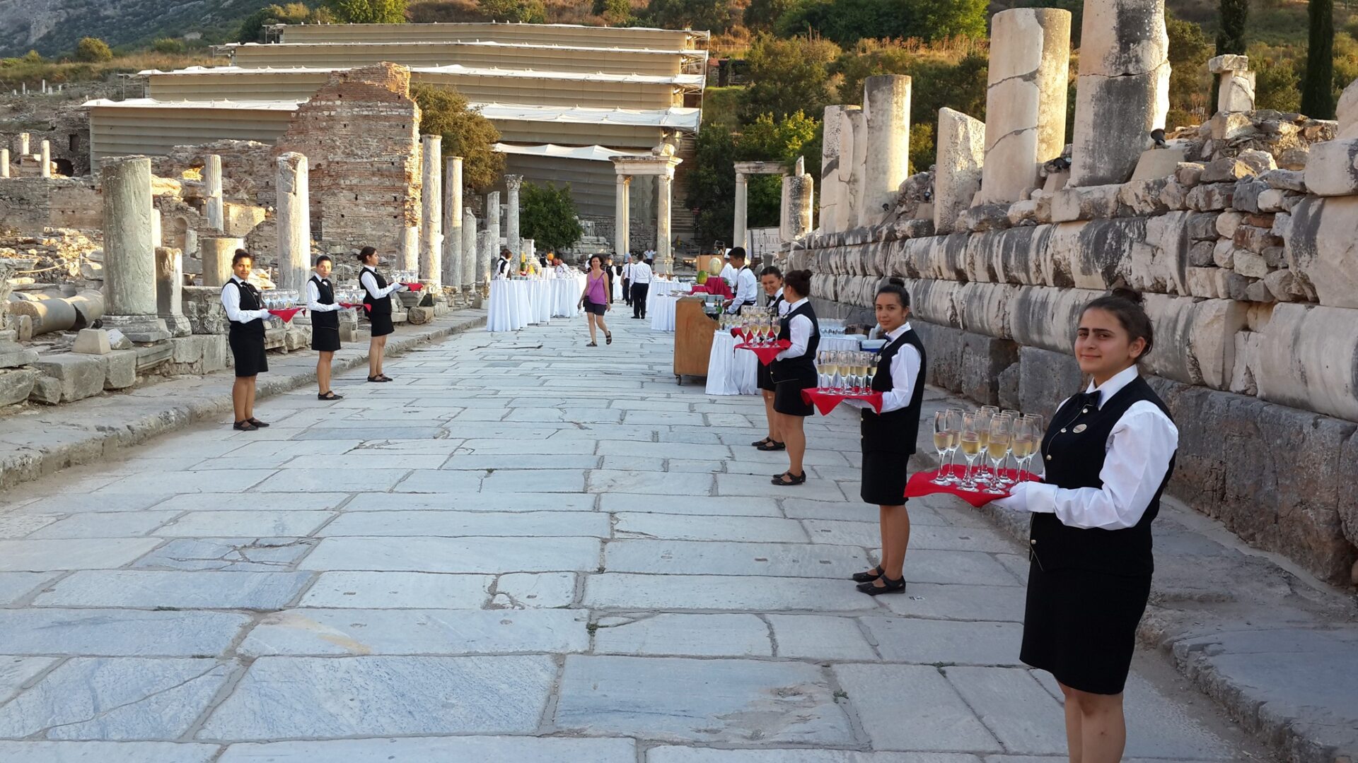 waitresses waiting for guests