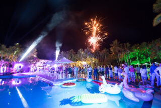 Poolside fireworks