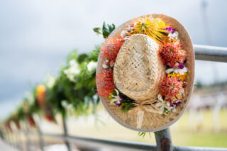 Straw hat with florals