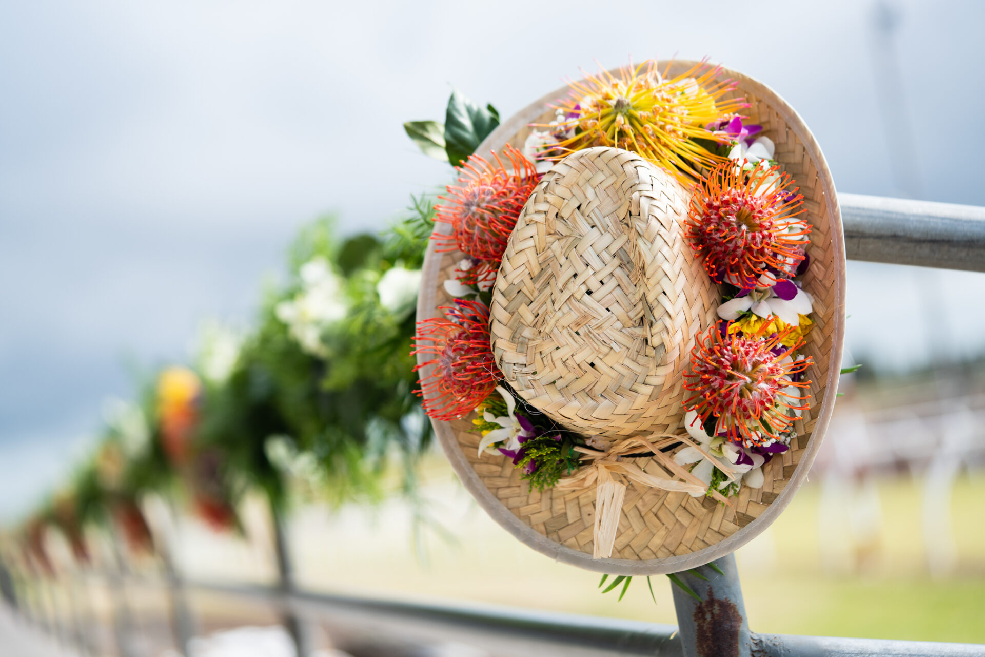 Straw hat with florals