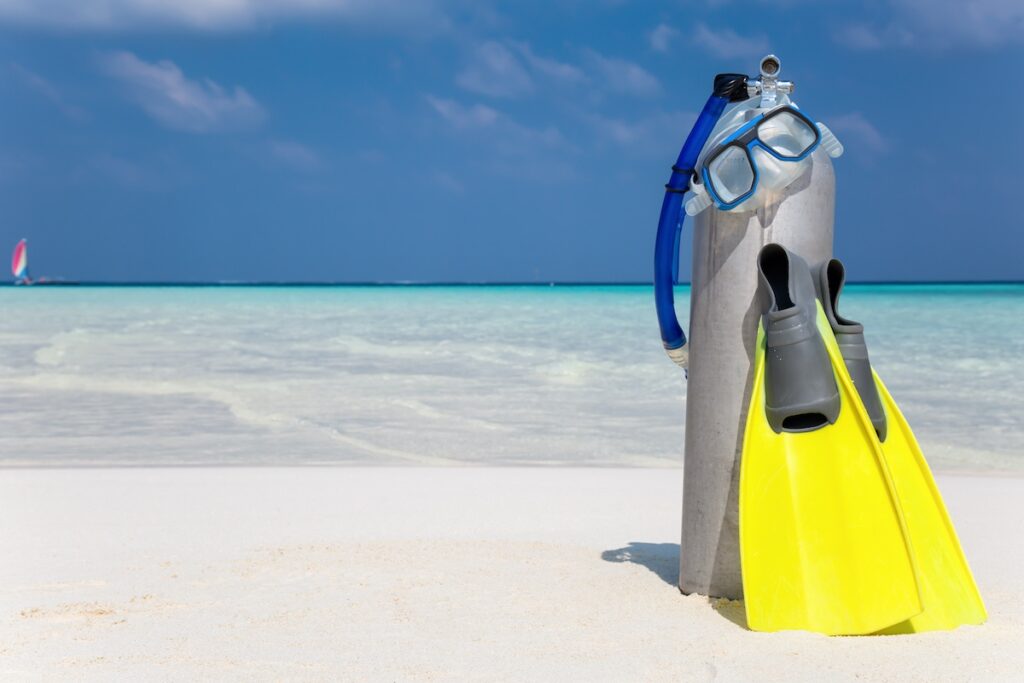 Snorkeling gear on beach